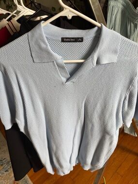 Dubbe Beer Men’s Light Blue Textured Knit Polo
